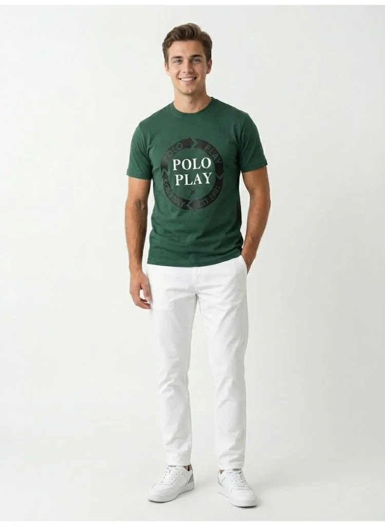 لعب البولو تيشيرت برسومات للأولاد - أخضر